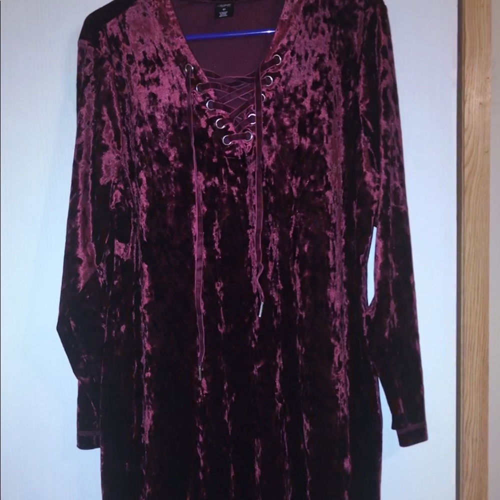 Velvet lace up plus size dress